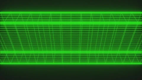 Futuristic Digital Green Grid Pattern with Glowing Geometric Lines on Dark  Stock Footage 299789085