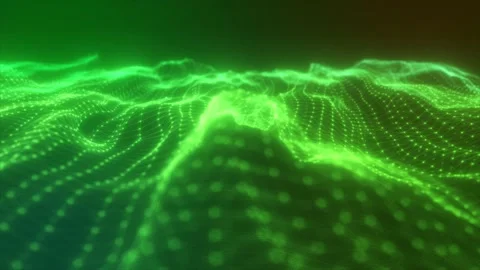 Futuristic Digital Green Particles Wave Background.  Stock Footage 239525497