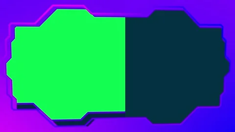 Futuristic digital green screen transition with gradient purple walls in 2d Stock Footage 289631991