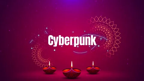 Futuristic digital greeting card with glowing lanterns and geometric patterns Video stock 343805367