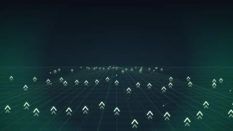 Futuristic Digital Grid with Ascending Arrows in Rows, Technology and Data .. Stock Footage 348421203