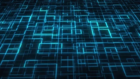 Futuristic Digital Grid Background Glowing Tech Network Seamless Loop Stock Footage 327542019