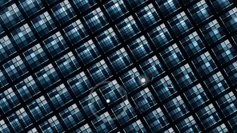 Futuristic Digital Grid Background with Glowing Blue Data Tiles Pattern Stock Footage 329081051