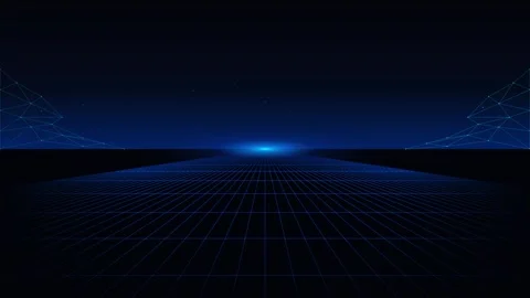 Futuristic digital grid background, with glowing horizon, and abstract geom.. Stock-Footage 344860353