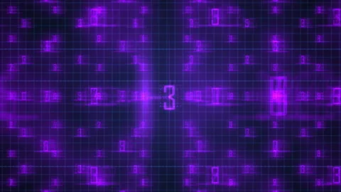Futuristic Digital Grid Background, Purple HUD Elements In Abstract Data Stream Stock Footage 334335468