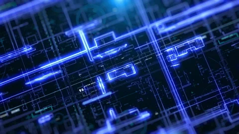 Futuristic Digital Grid Background Technology Stock Footage 338208227