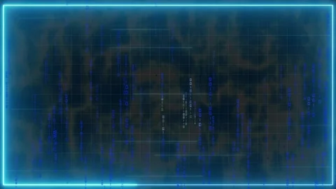Futuristic digital grid with falling binary code and blue frame. Technology.. Stock Footage 337023022