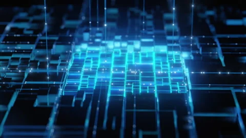 Futuristic digital grid with glowing Stock Footage 283946647