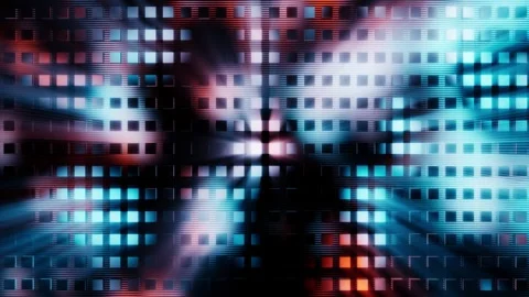 Futuristic Digital Grid with Glowing Lights and Central Radiation loop animated Stock Footage 336725744