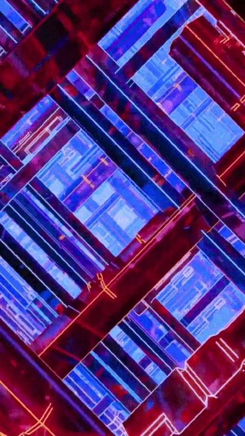 Futuristic digital grid with glowing neon lines Stock Footage 339903560