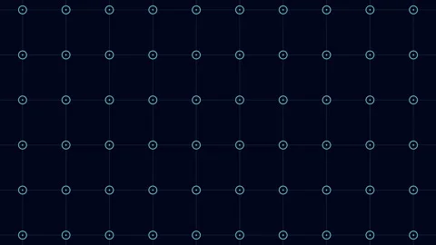 Futuristic digital grid interface with glowing green nodes on dark background Vídeos de archivo 333133892