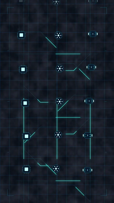 Futuristic digital grid interface, network node connection lines, data stre.. Stock Footage 348335171
