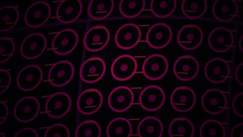 Futuristic Digital Grid Interface with Pulsing Red Circular Data Nodes. Stock Footage 340525723