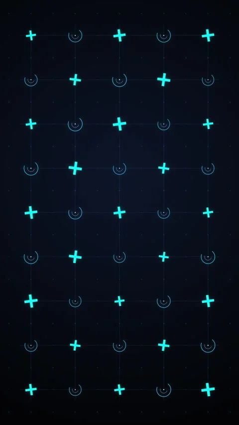 Futuristic digital grid loop animation with glowing blue abstract symbols, Stock Footage 346737889