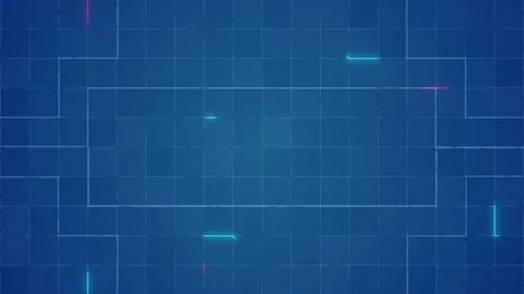 Futuristic Digital Grid with Neon Lighting in Blue and Pink Hues Stock Footage 341374856