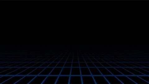 Futuristic Digital Grid with Neon Lights and Dark Background. Stock Illustration