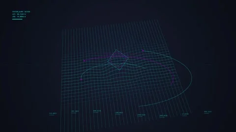 Futuristic Digital Grid Network with Abstract Data Flow and Geometric Shapes Stock Footage 348072990