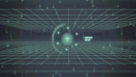 Futuristic Digital Grid Network Data Flow, Abstract Technology Background Stock Footage 348421287