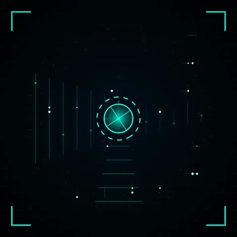 Futuristic Digital Grid Target with Glowing Center and Data Points Stock Footage 347265340