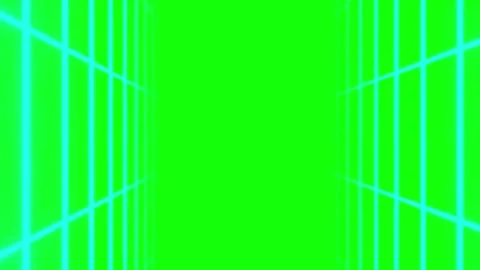 Futuristic Digital Grid Tunnel Green Screen Neon Lines 3D Perspective Animation Stock Footage 345518809