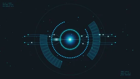 Futuristic digital head up display showing circular scanning motion for tec.. Stock Footage 340753163