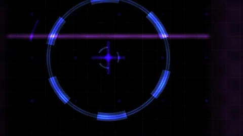 Futuristic Digital Heads Up Display Interface with Pulsing Circular Scanner.. Stock Footage 340525704