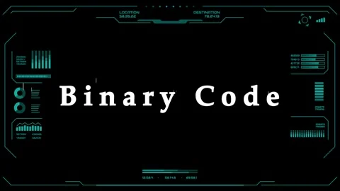 Futuristic digital heads up display interface with binary code data streaming Stock Footage 346210588