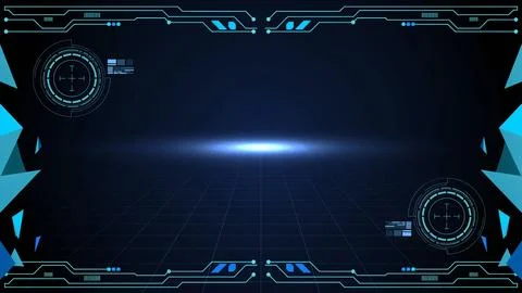 Futuristic digital heads up display interface with glowing blue light and t.. Stock Illustration