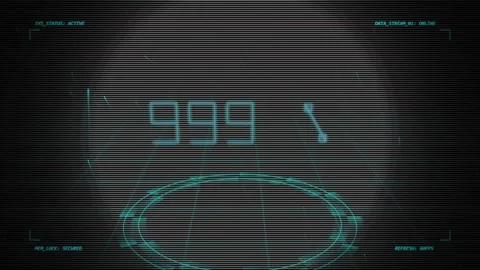 Futuristic digital headup display interface with scanning data lines video Stock Footage 345056028