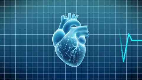 Futuristic Digital Heart with ECG Wave Stock Footage 317144031