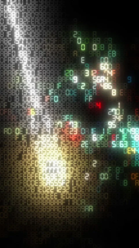 Futuristic digital hexadecimal code data stream animation Video stock 346400831