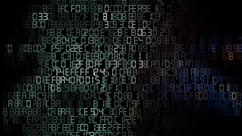 Futuristic digital hexadecimal code streaming data animation Stock Footage 346140721