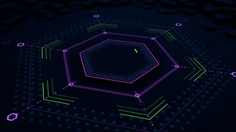 Futuristic Digital Hexagon Background Loop Stock Footage 90036969