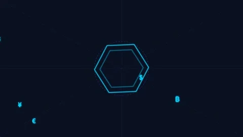 Futuristic Digital Hexagon Interface Animation With Floating Data Elements. Stock Footage 333778555