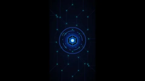 Futuristic digital hexagon interface with glowing data network lines and cy.. Stock Footage 337560819