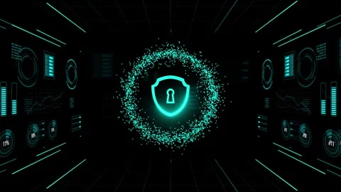 Futuristic Digital HUD Circle Scanner with Luminous Lines and Data. Stock Footage 317302732