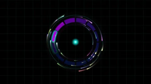 Futuristic digital HUD circle scanning in motion with glowing neon light se.. Stock Footage 345896205