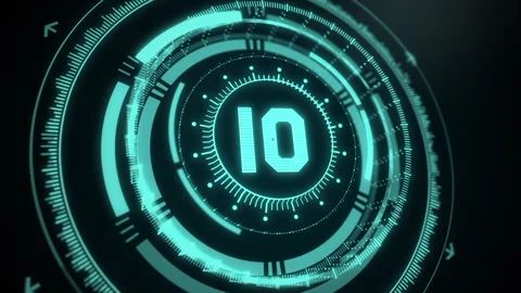 Futuristic Digital HUD Countdown Stock Footage 255862845
