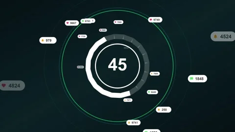 Futuristic Digital HUD Countdown Timer with Spinning Circles 4K Stock Footage 344752260
