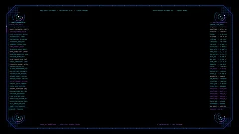 Futuristic Digital HUD Display with Data and Graphic Elements on a Black Scre Stock-Footage 347004654