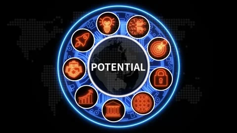 Futuristic Digital Hud Element Interface with Potential Text and Business Icons Stock Footage 340405018