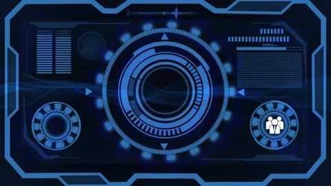 Futuristic Digital HUD Interface with Acronym in Blue Neon Glow Software De.. Stock Footage 327758878