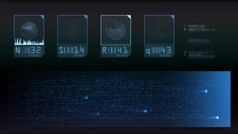 Futuristic Digital HUD Interface, Blue Data Panels Stock Footage 320939435