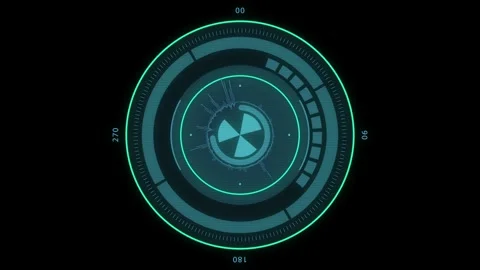 Futuristic Digital HUD Interface with Blue Circular Pattern and Geometric E.. Stock Footage 341917871