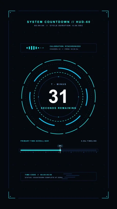 Futuristic digital hud interface with blue circles, tech elements, and loading Stock Footage 346737937