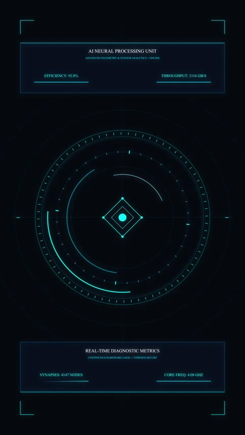 Futuristic digital hud interface with circle scan and data radar Stock Footage 348335706