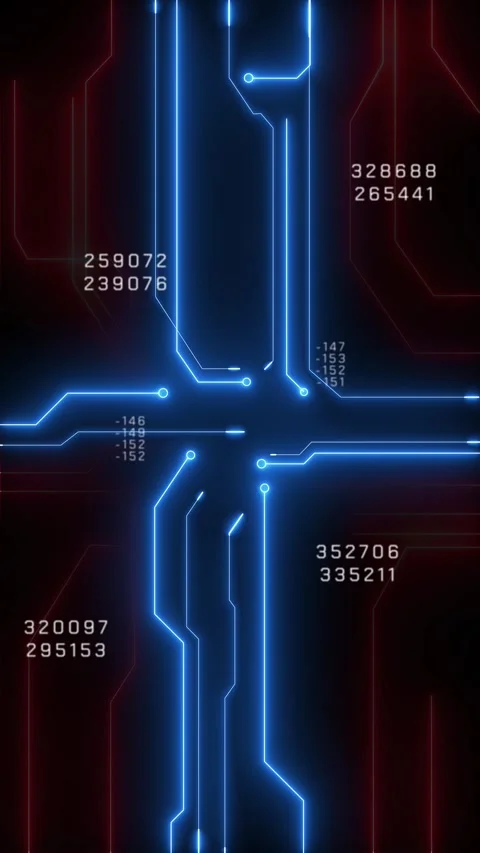 Futuristic Digital HUD Interface with Circuit Board Lines. Stock Footage 317302802