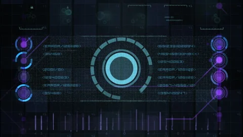 Futuristic Digital HUD Interface With Circular Target Data Graphics Tech Stock Footage 318067306