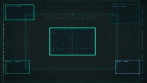 Futuristic Digital HUD Interface with Data Processing and System Access Granted Stock Footage 339321621