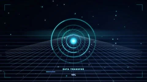 Futuristic Digital HUD Interface with Data Transfer Progress Bar and Glowing Stock Footage 346216190